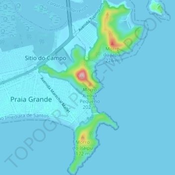 Parque Estadual Xixová-Japuí topographic map, elevation, terrain