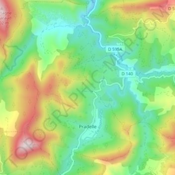 Pradelle topographic map, elevation, terrain