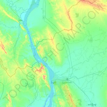 Pyay Township topographic map, elevation, terrain