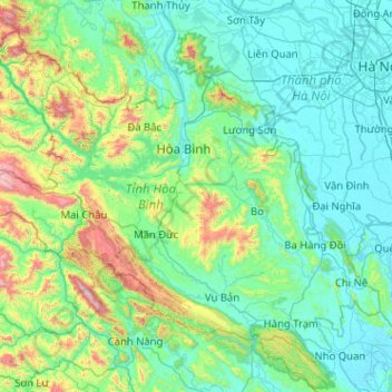 Hoa Binh province topographic map, elevation, terrain