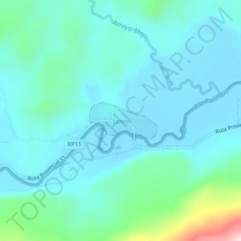 Lonco topographic map, elevation, terrain