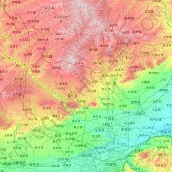 Xianyang City topographic map, elevation, terrain