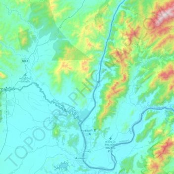 Tonpheung District topographic map, elevation, terrain