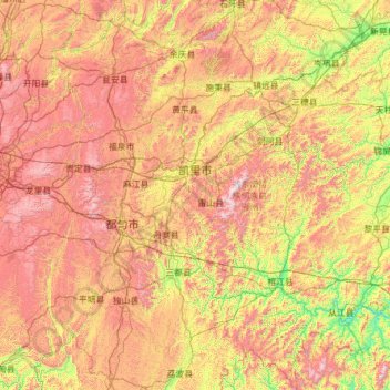 Qiandongnan Miao and Dong Autonomous Prefecture topographic map, elevation, terrain