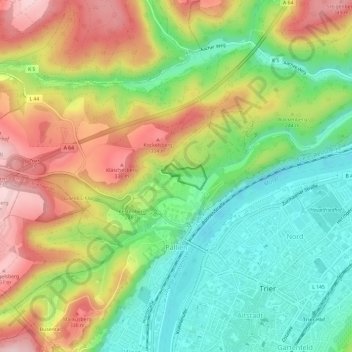 Pallien topographic map, elevation, terrain