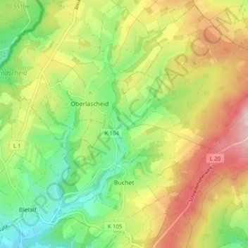 Buchet topographic map, elevation, terrain