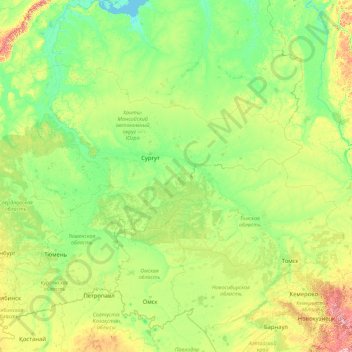 Ob River topographic map, elevation, terrain