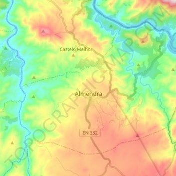 Almendra topographic map, elevation, terrain