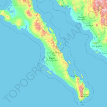 Basse Californie Sud topographic map, elevation, terrain