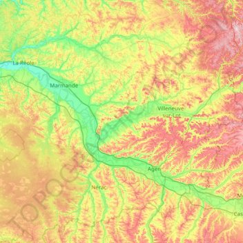 Lot-et-Garonne topographic map, elevation, terrain