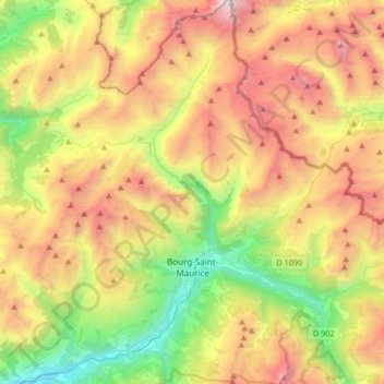 Bourg-Saint-Maurice topographic map, elevation, terrain