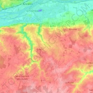 Liré topographic map, elevation, terrain