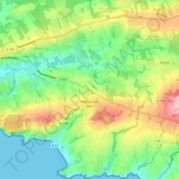 Telgruc-sur-Mer topographic map, elevation, terrain
