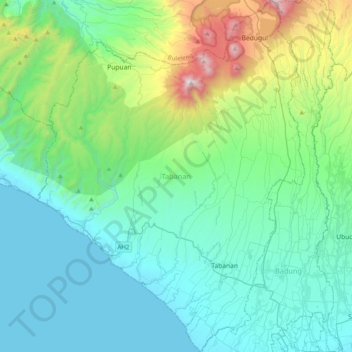 Tabanan topographic map, elevation, terrain