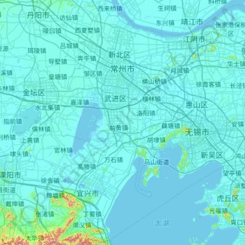 常州市 / Changzhou topographic map, elevation, terrain