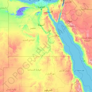 Nile topographic map, elevation, terrain