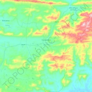 Carrapateira topographic map, elevation, terrain