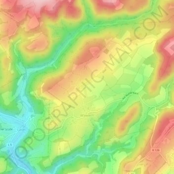 Wawern topographic map, elevation, terrain