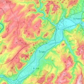 Treviri topographic map, elevation, terrain