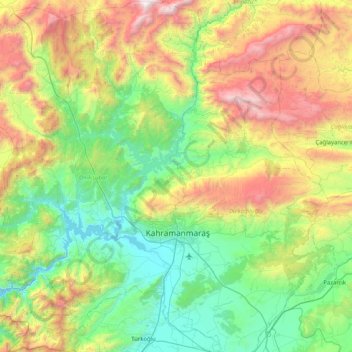 Onikişubat topographic map, elevation, terrain