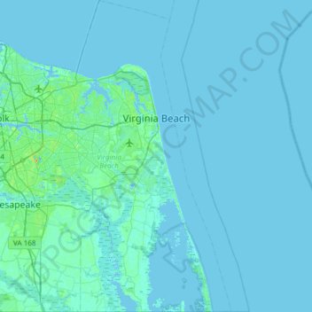 Virginia Beach topographic map, elevation, terrain