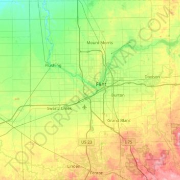 Genesee County topographic map, elevation, terrain