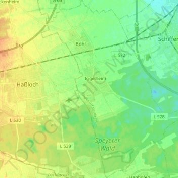 Böhl-Iggelheim topographic map, elevation, terrain