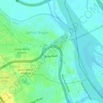 Okhla topographic map, elevation, terrain