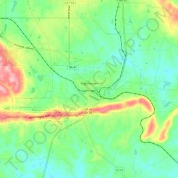 Manchester topographic map, elevation, terrain