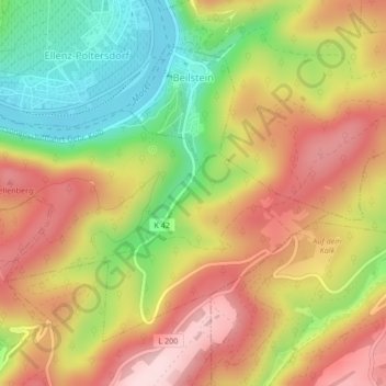 Beilstein topographic map, elevation, terrain