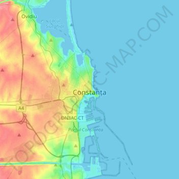 Constanța topographic map, elevation, terrain