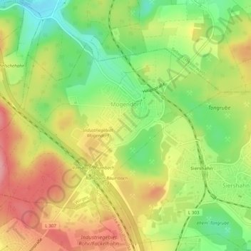 Mogendorf topographic map, elevation, terrain