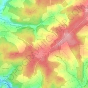Steimel topographic map, elevation, terrain