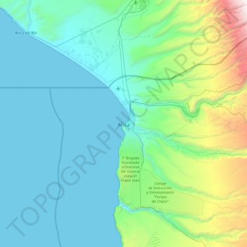 Arica topographic map, elevation, terrain
