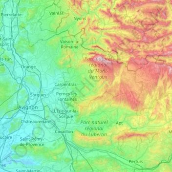 Vaucluse topographic map, elevation, terrain
