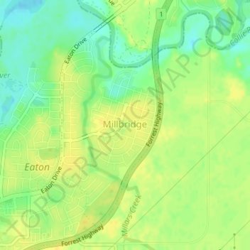 Millbridge topographic map, elevation, terrain