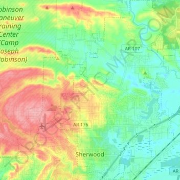 Sherwood topographic map, elevation, terrain