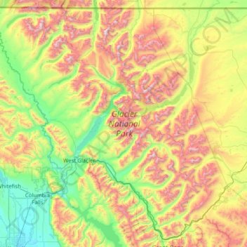 Glacier National Park topographic map, elevation, terrain