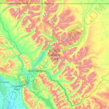 Glacier National Park topographic map, elevation, terrain