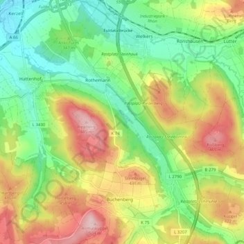 Döllbach topographic map, elevation, terrain