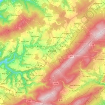 Morbach topographic map, elevation, terrain