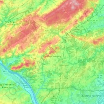 Hopewell Township topographic map, elevation, terrain