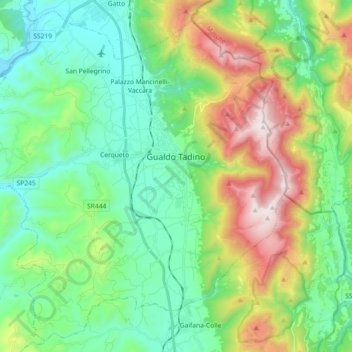 Gualdo Tadino topographic map, elevation, terrain