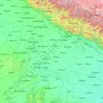 Yamuna topographic map, elevation, terrain