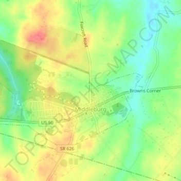 Middleburg topographic map, elevation, terrain