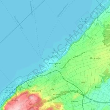 Estavayer-le-Lac topographic map, elevation, terrain