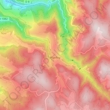 Planfoy topographic map, elevation, terrain