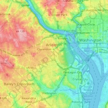 Arlington topographic map, elevation, terrain