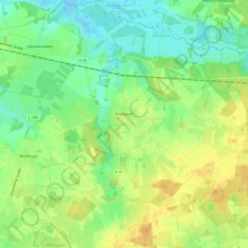 Frelsdorf topographic map, elevation, terrain