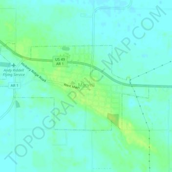 Marvell topographic map, elevation, terrain